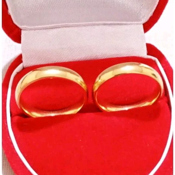 Cincin Couple Kawin Gold Polos Cincin Titanium Asli Perhiasan Anti Karat & Pudar