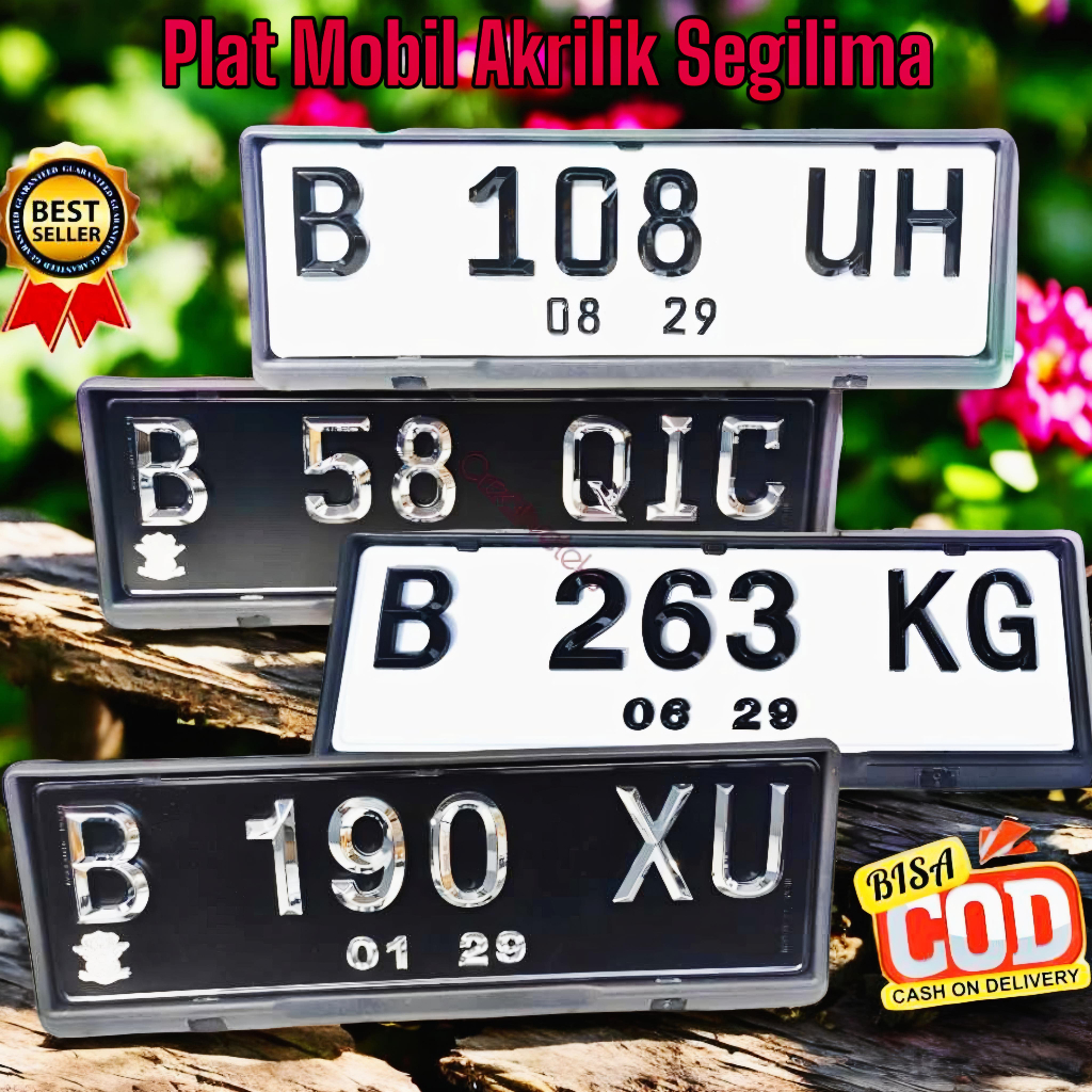 Angka & Nomor Mobil Timbul Segilima - Variasi Plat Nomor Timbul 3D Bonus Caver