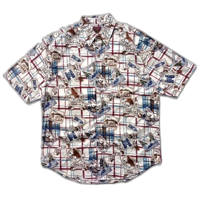 kemeja vintage duxbak fullprint buttondown shirt casual oversize