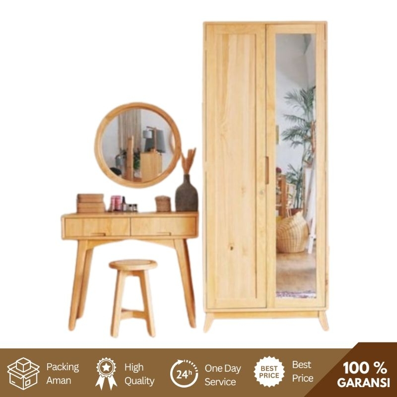 Paket Lemari Kursi dan Meja Rias / Paket Lemari Kursi