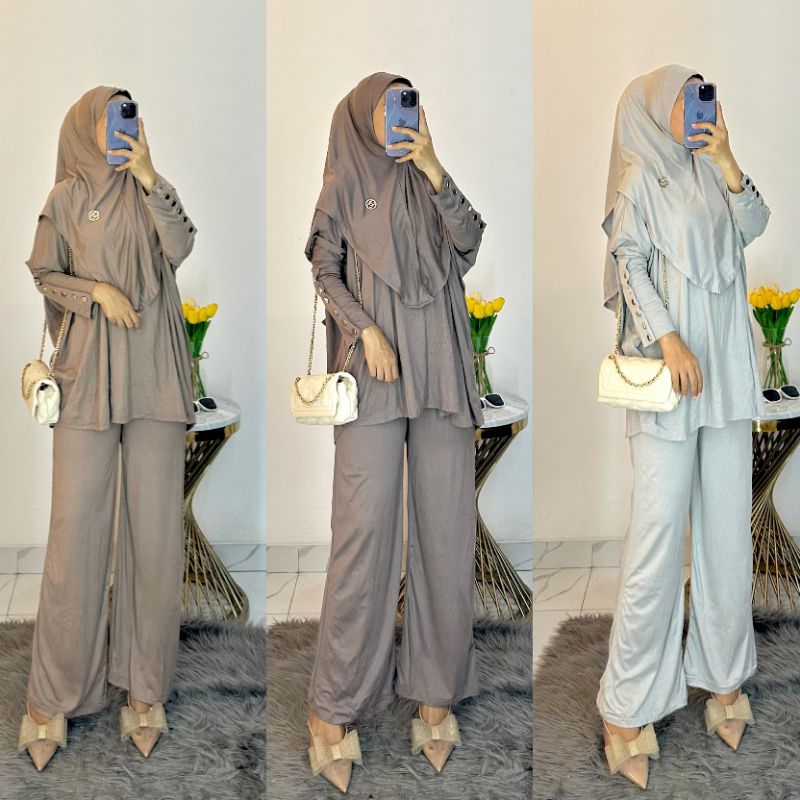 SETCEL INARA BERGO HIJAB | SET KAOS RAYON | SET HIJAB RAYON SPANDEX | SET CELANA RAYON