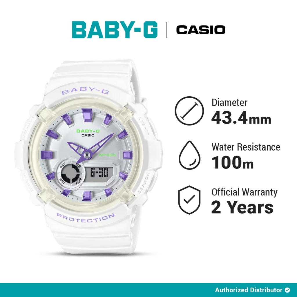 Baby-G Jam Tangan Wanita BGA-280DN-7ADR Digital Analog White Original