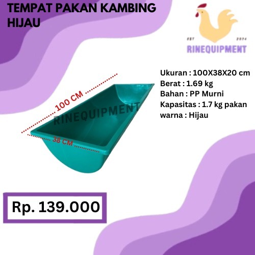 TEMPAT PAKAN KANDANG MODERN  UNTUK TERNAK KAMBING DOMBA WARNA HIJAU