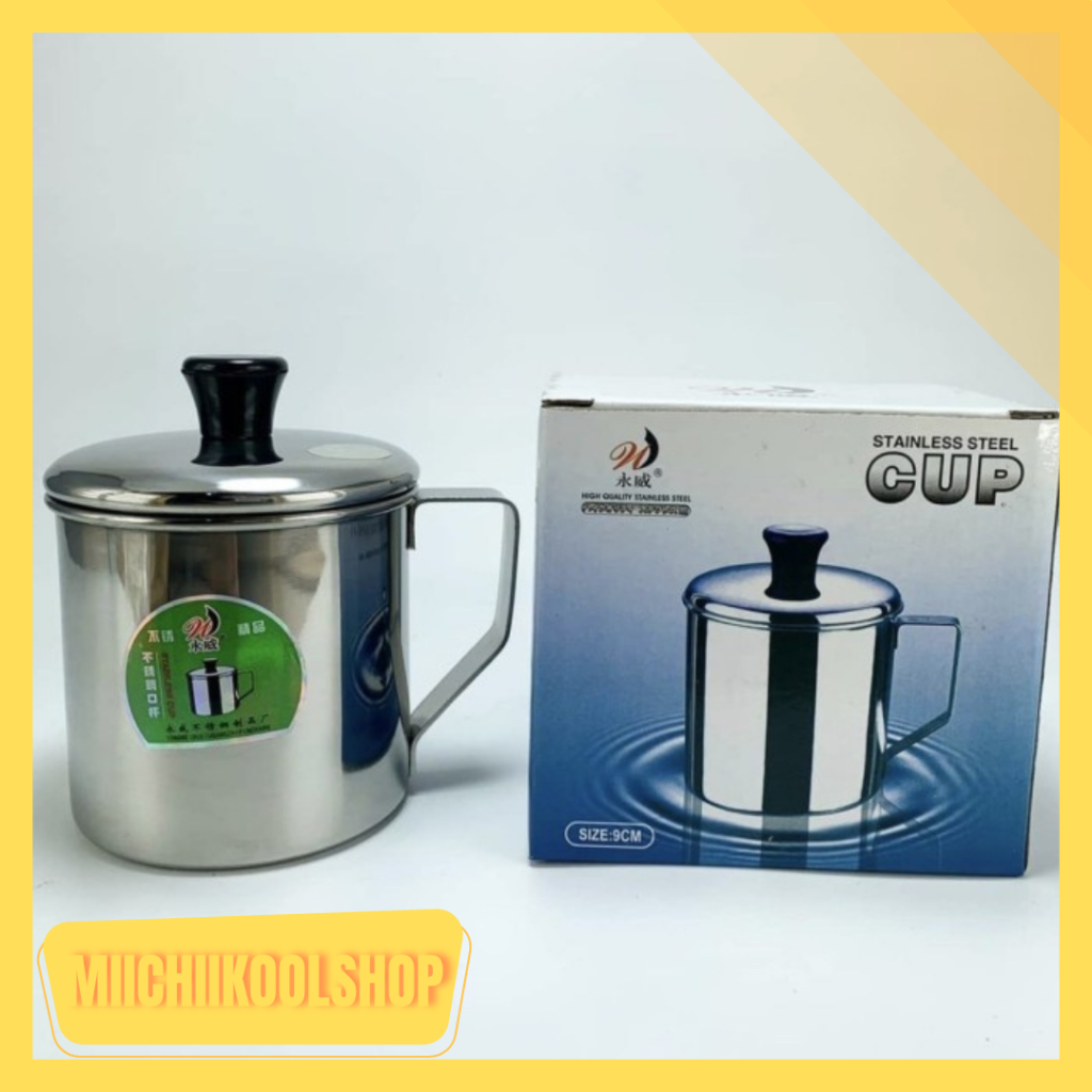 CANGKIR TUTUP CUP MUG Stainless STEEL TEBAL
