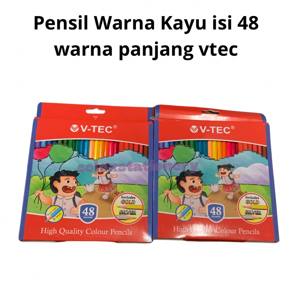 

Pensil Warna High Quality / Pensil Warna Kayu Tebal Murah Isi 48 Warna Ukuran Panjang Vtec