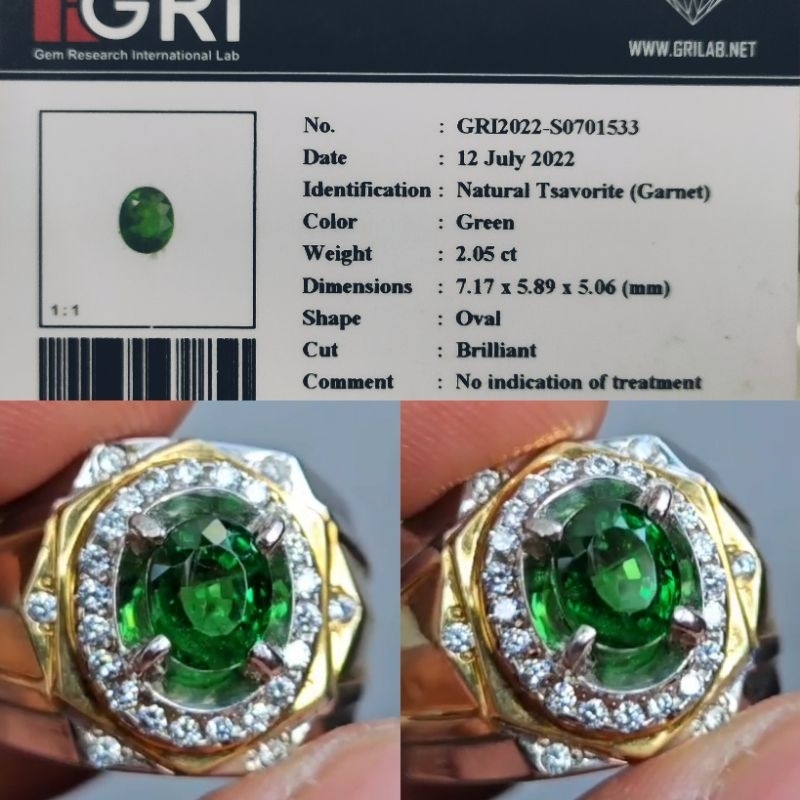 NATURAL TSAVORITE GARNET VIVID GREEN 2,05 ct