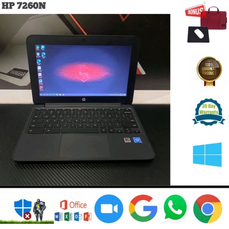Laptop HP 7260N Intel N2840 Ram 4GB/128GB Windows 10 - Siap Pakai