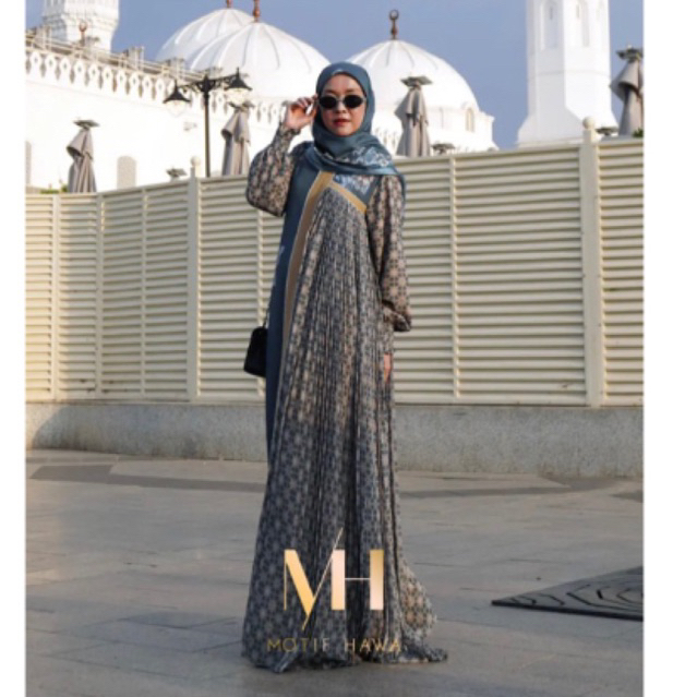 Gamis syari brand mh motif hawa syari set sracf