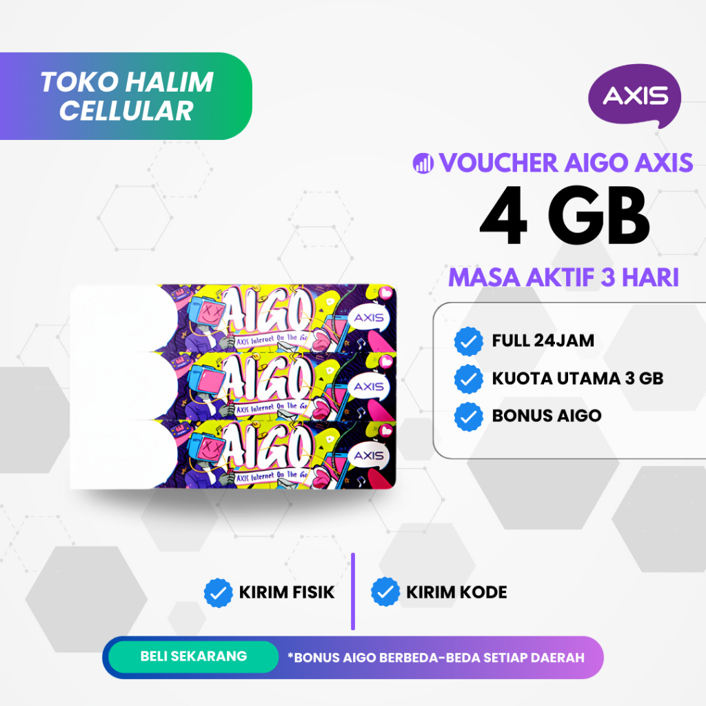 Voucher Axis 4GB + 3GB = 7GB 3 Hari