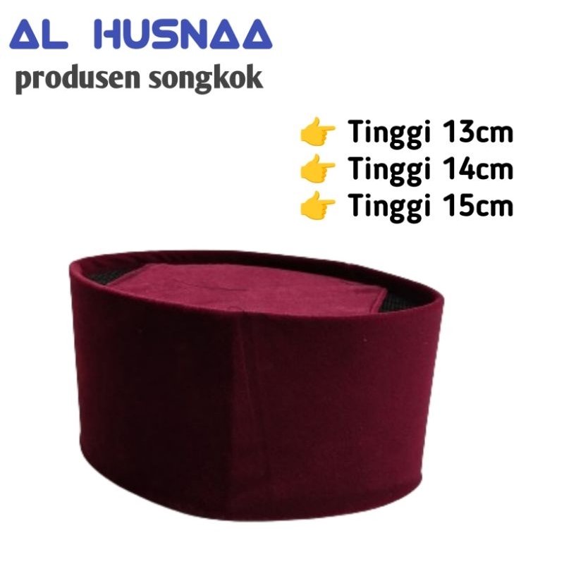 SONGKOK MERAH MAROON, PECI MERAH MAROON Tinggi 13cm 14cm 15cm - 13 CM, NO 1
