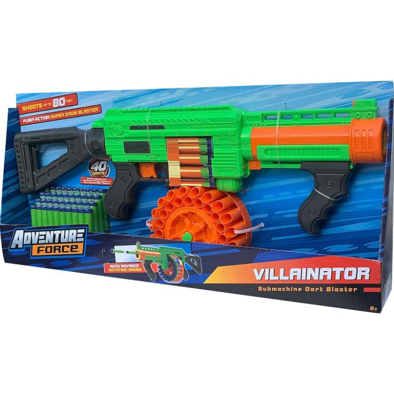 Dart zone villainator submachine pump action superdrum dart blaster original