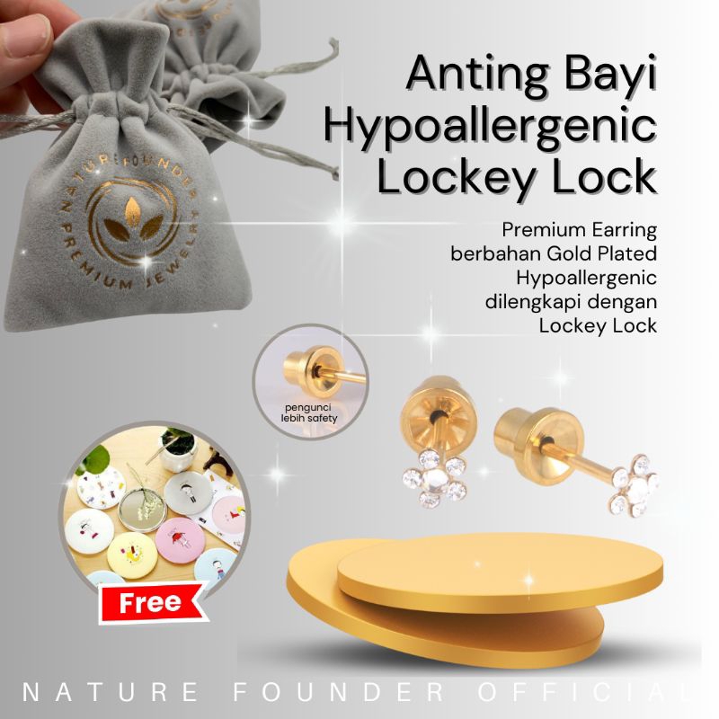 Anting Bayi White Rose/ Anting Bayi Snowrose/ Anting Bayi Hypoallergenic Lockey Series