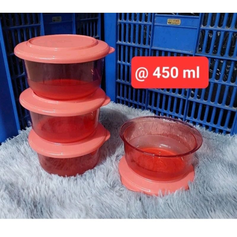 Mangkuk personal bowl fuchia / peach crystal tuperware 450 ml satuan