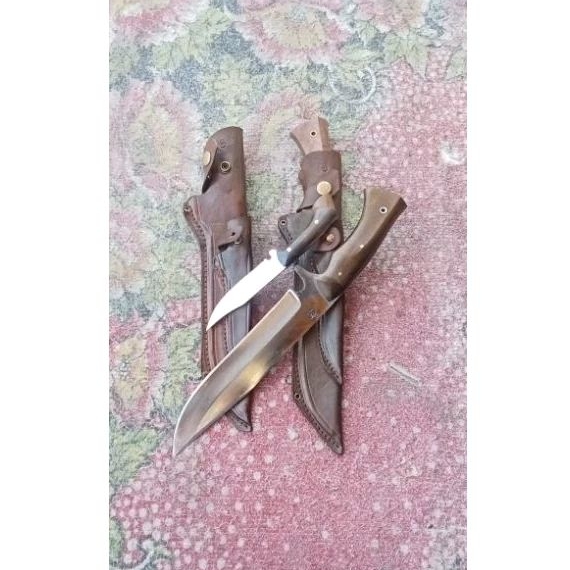 pisau Bowie hunting per fulltang asli sepaket kulit