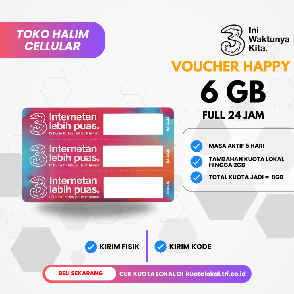 Voucher TRI Happy 6GB 5 Hari