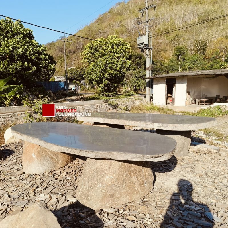 Meja Makan Super Besar Batu kali Sungai Finishing Natural