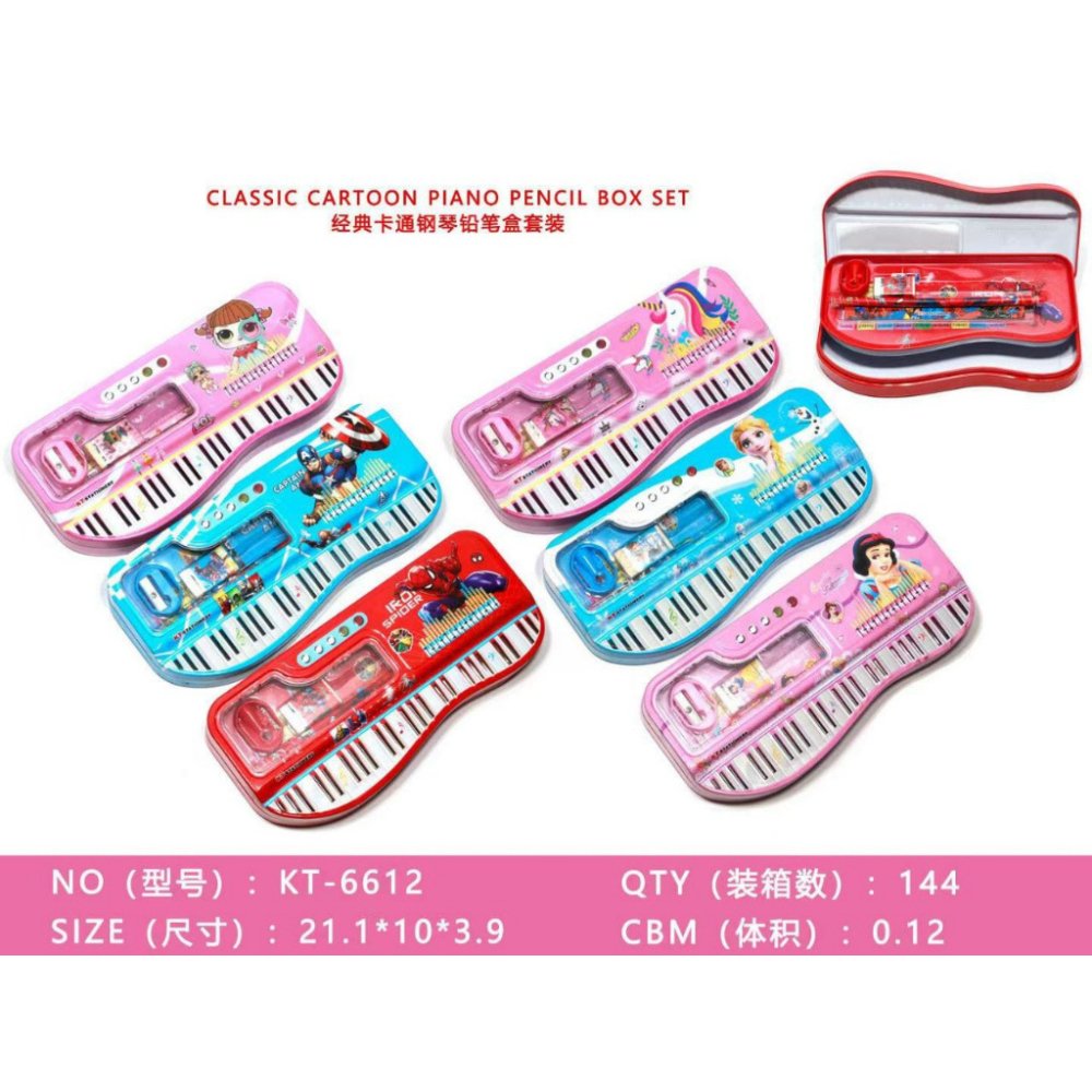 

Tempat Pensil Kaleng Model Piano Set Isi Alat Tulis Karakter Fancy KT-6612 Spiderman Unicorn Frozen