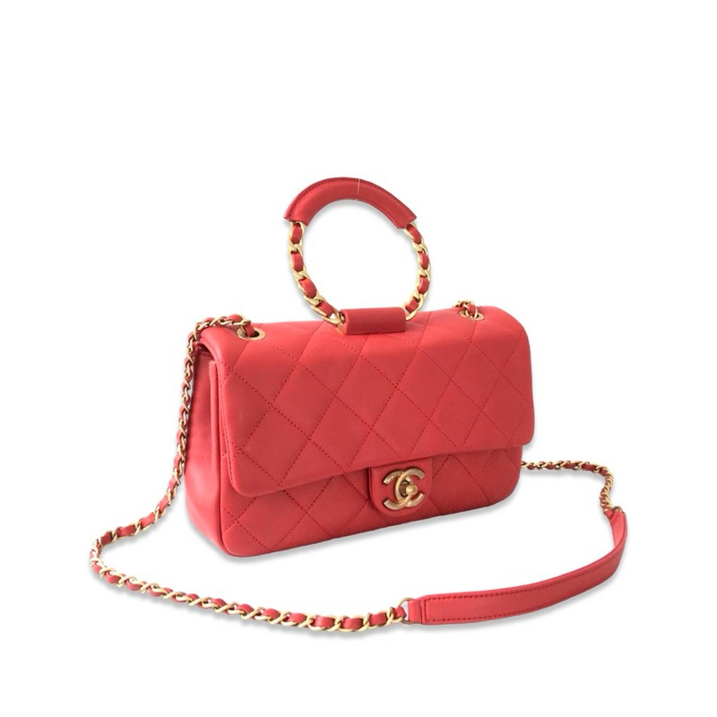 Medium Lambskin in The Loop Flap Satchel