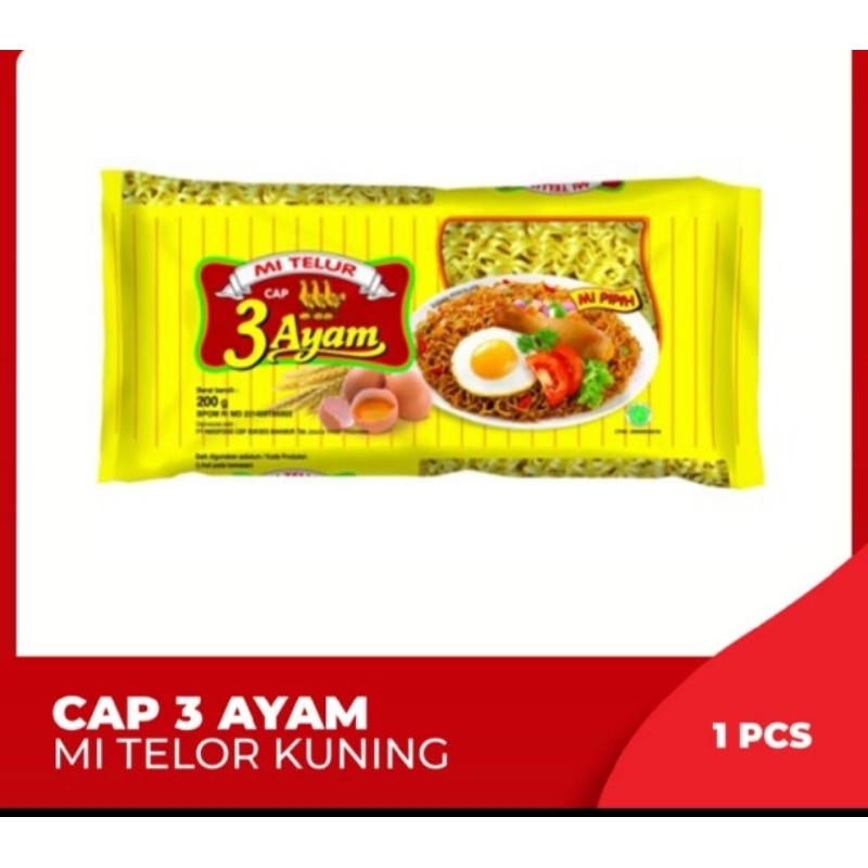 

Mie telur Cap 3 Ayam Mi Pipih 200gr