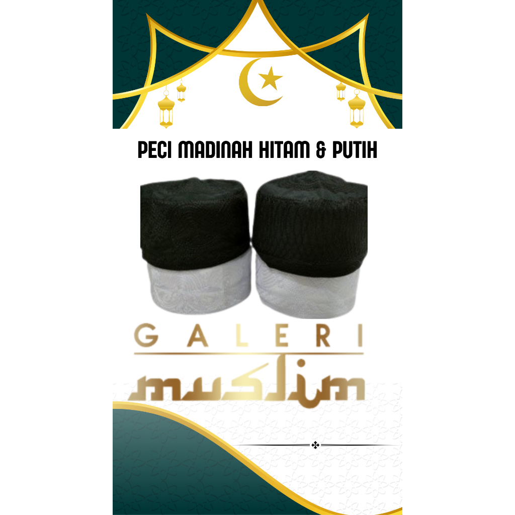 peci haji / peci madinah hitam dan putih peci haji