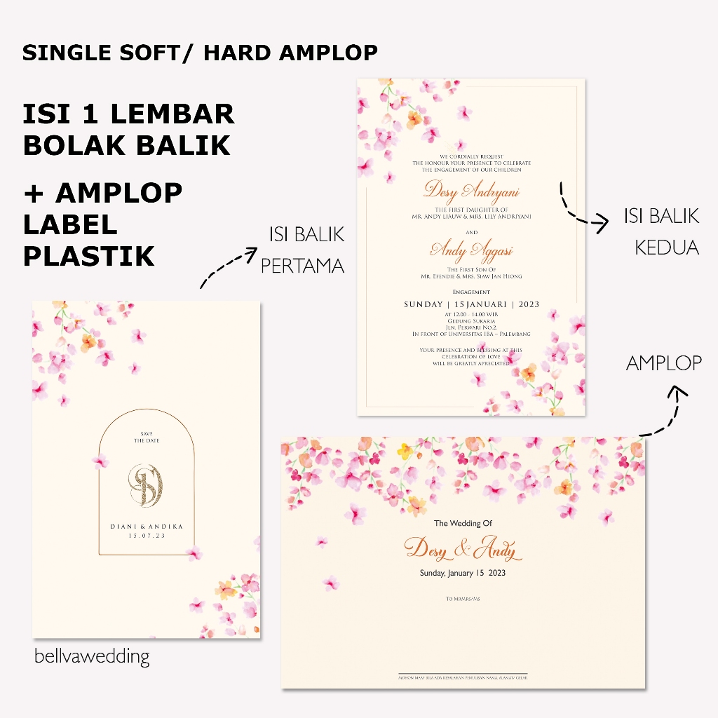 (BISA SATUAN) UNDANGAN SOFTCOVER/ HARDCOVER AMPLOP TUNANGAN ENGAGEMENT