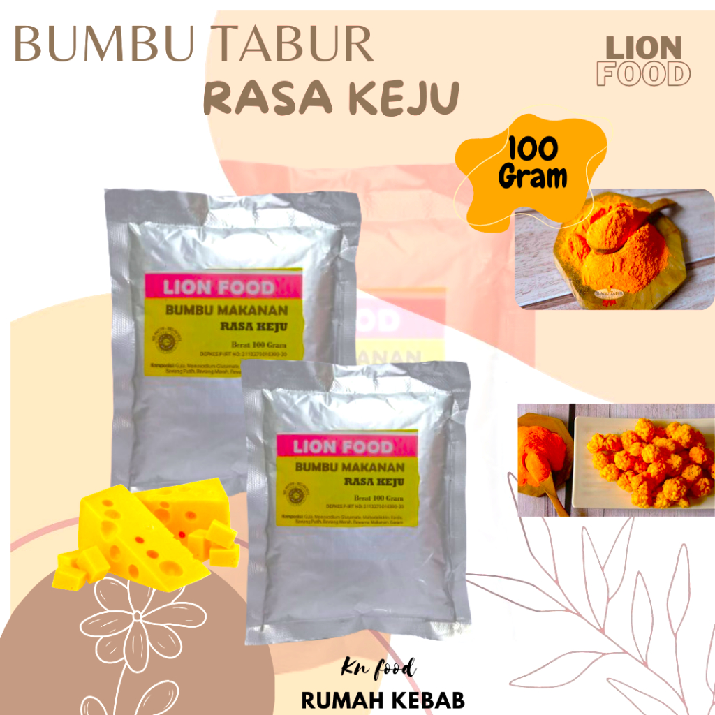 

LION FOOD bumbu tabur rasa keju manis kemasan 100 gram | keju manis