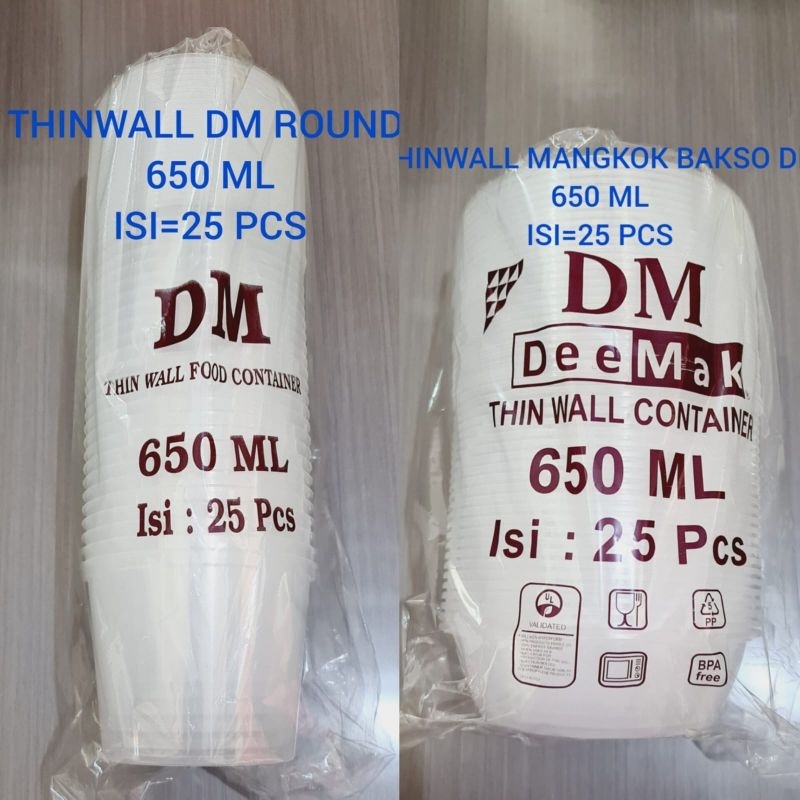 Thinwall Round Bowl Mangkok Plastik DM 650 ML (Isi=25 pcs) Cup Mangkok Makanan Kuah Bubur Bakso Es