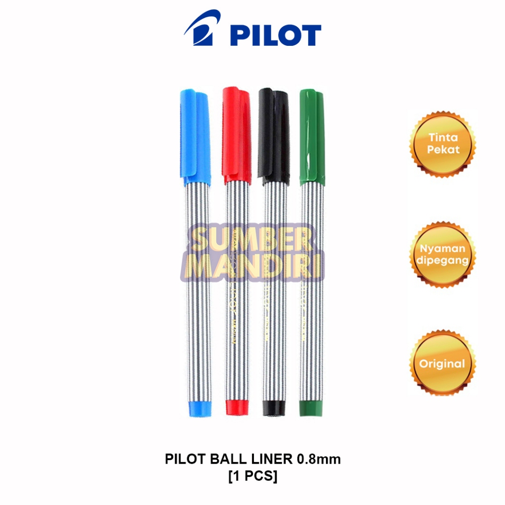 

Pulpen Pena PILOT Ball Liner 0.8mm Hitam Biru Merah Hijau [1 PCS]
