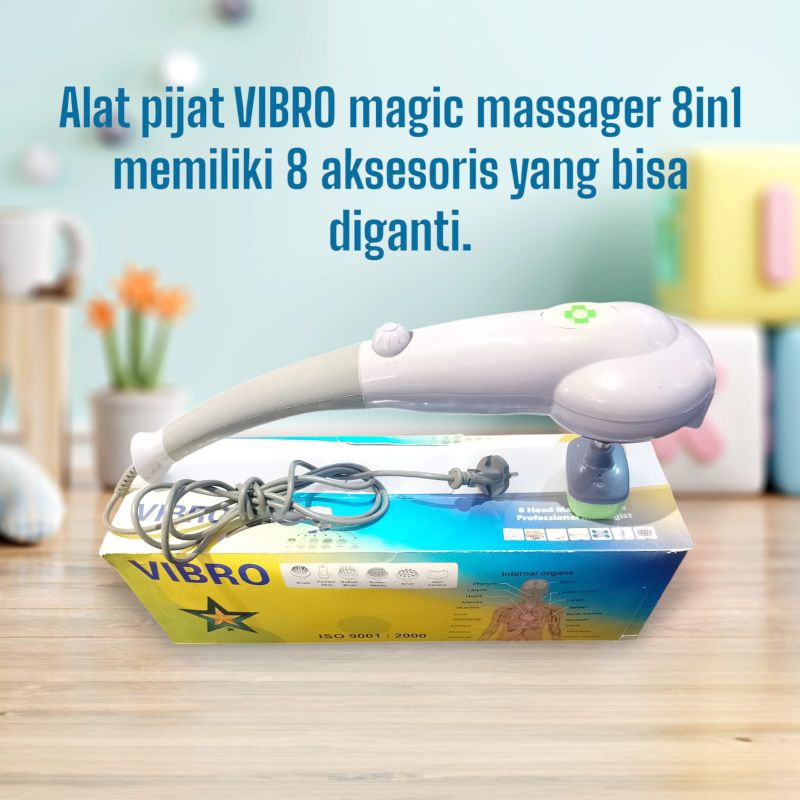 ( COD) Alat pijat VIBRO magic massager 8in1 memiliki 8 aksesoris yang bisa diganti