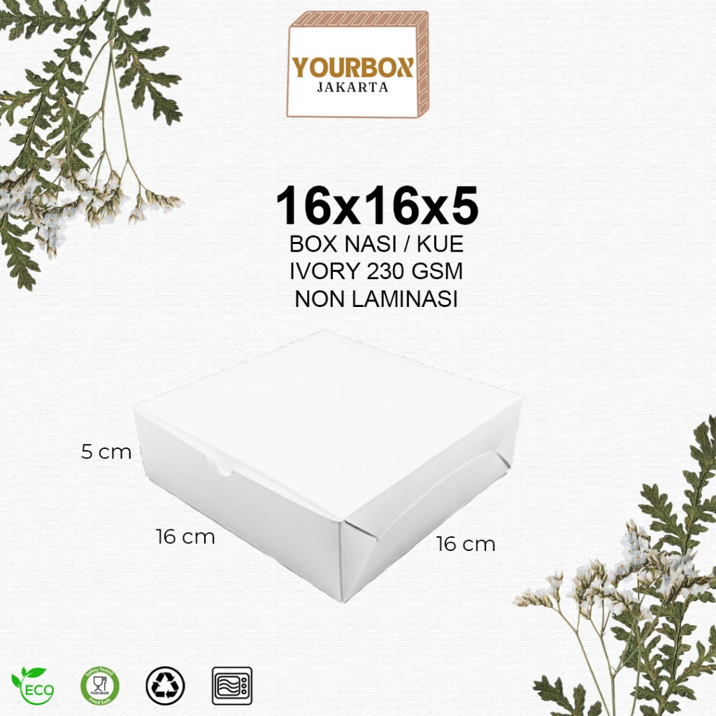 Box Dus Kotak Kue Pizza Nasi Ivory Putih 16x16x5