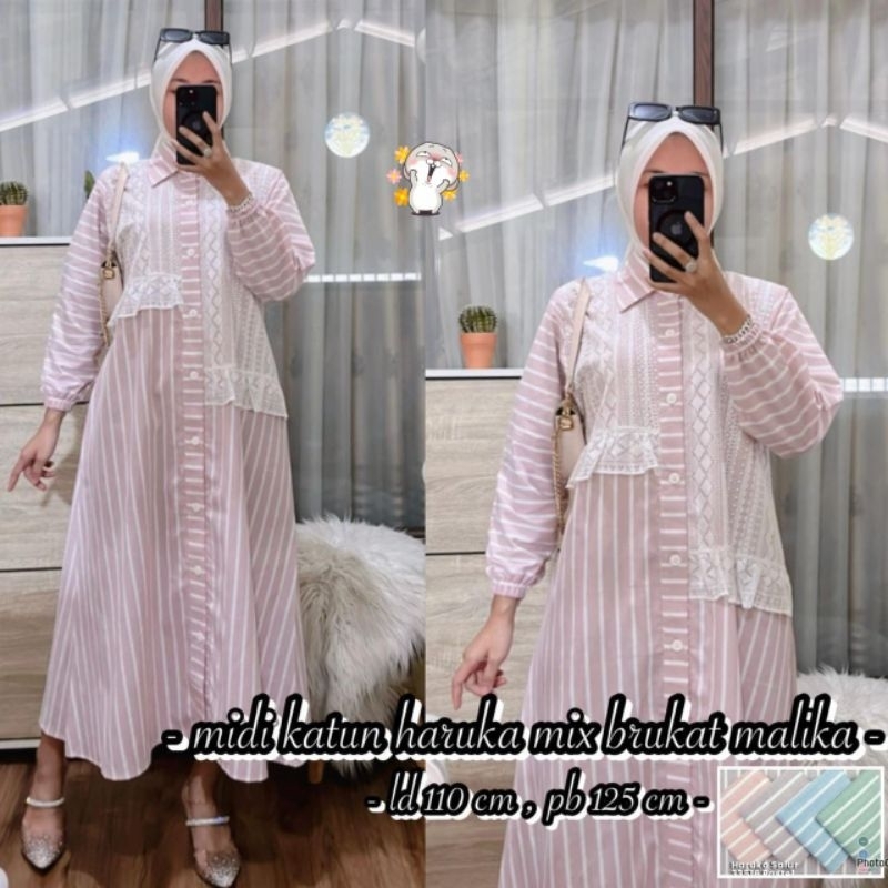 MINI MIDI DRESS WANITA TERBARU BAHAN KATUN HARUKA PREMIUM BESTSELLER