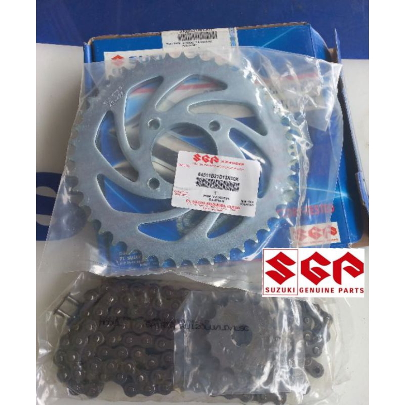27000B21861NKIT gear paket set chain kit suzuki satria 120 2Tak gear 14 -43 T rantai 428-128 ori SGP