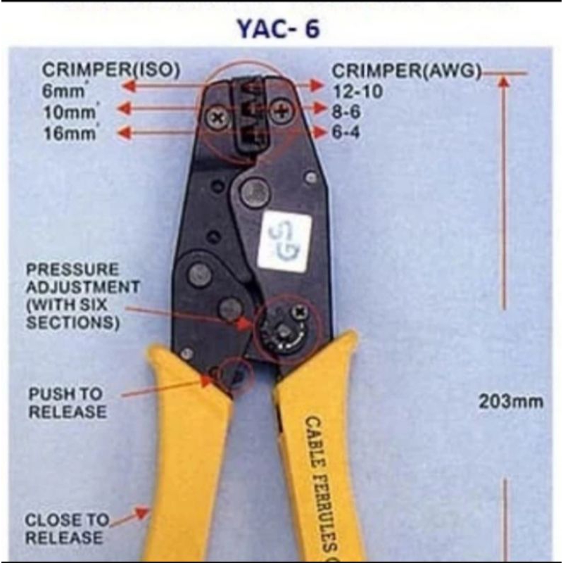 Cable Ferrules Crimping Tool YAC 6