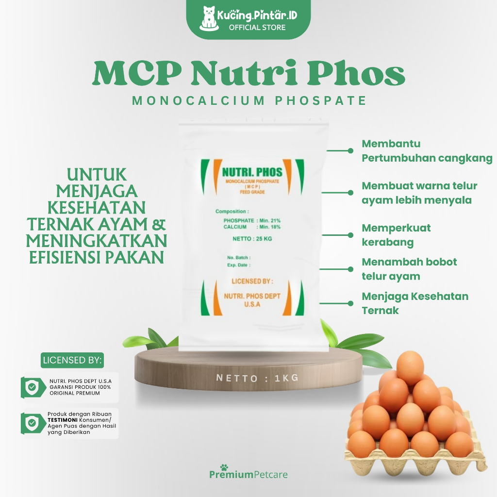 MCP NUTRIPHOS Campuran pakan Ternak AYAM PETELUR | Pengeras Telur, Pemereah Telur Ayam