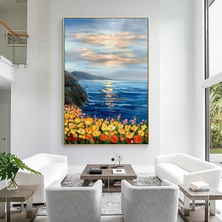 Lukisan Laut Tepi Pemandangan Abstrak