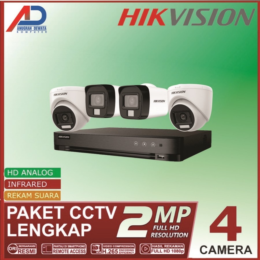 PAKET CCTV HIKVISION 2MP 4 CAMERA FULL SET