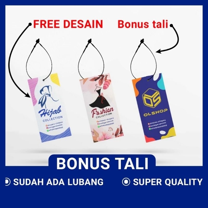 

Label Hang Tag custom bonus tali label bajb custom , hangtag , handtag , hantag , handstag , hentek , price tag , lebel merek baju , label baju