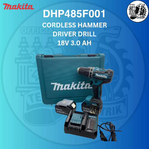 Makita DHP485F001 mesin bor baterai cordless hammer driver drill DHP 485 F001 13 mm