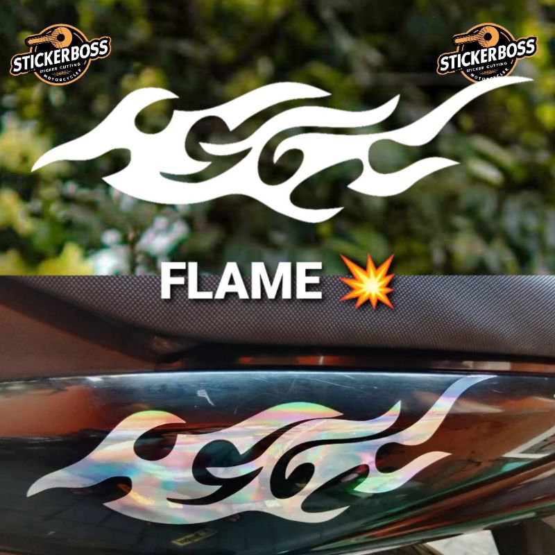 Sticker Motor Flame Api Anti Air - Sticker Motor Cutting Variasi Motor Hologram Gold Sticker Boss ST