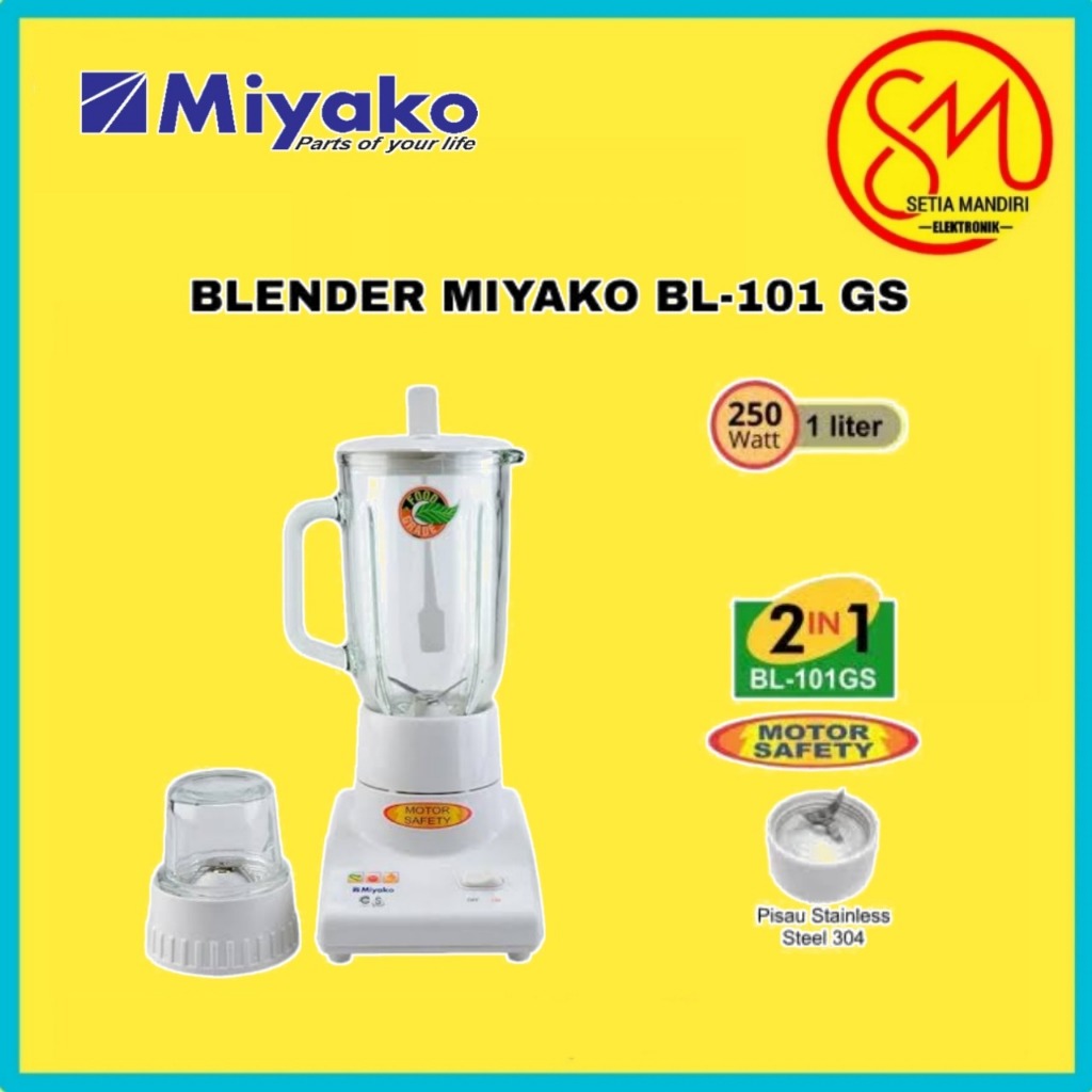 [COD READY] MIYAKO BLENDER BL101 GS / BL 101 GS / BL-101 GS (KACA / 1 LITER) GARANSI RESMI