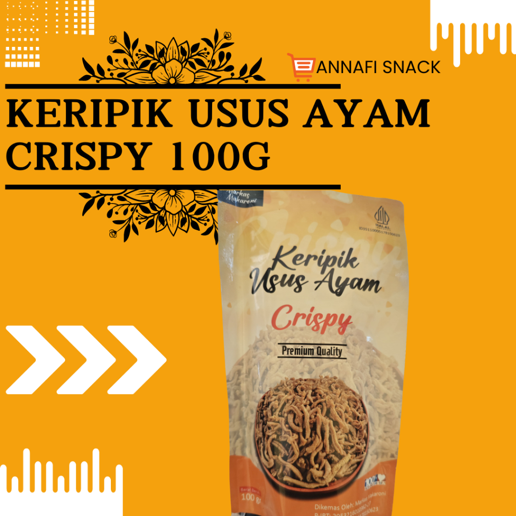 

KERIPIK USUS AYAM CRISPY 100 GRAM PREMIUM QUALITY // MARKAS MAKARONI