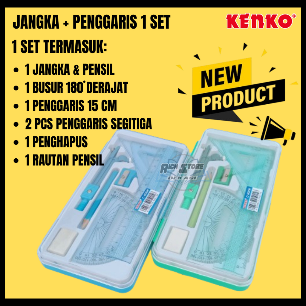 

Math Set / Jangka dan Penggaris satu set Kenko C-2008