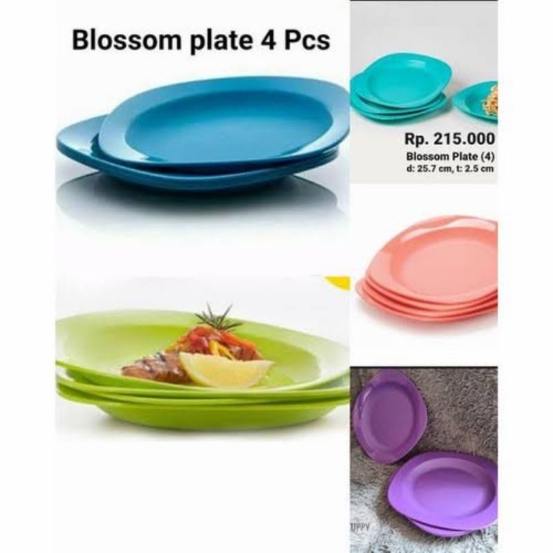 blossom plate hijau tupperware piring makan