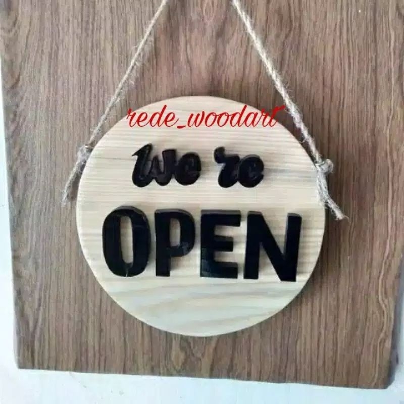Papan Nama Open Close Kayu Papan Gantungan Open Close Sign Open Close Papan Nama Custom