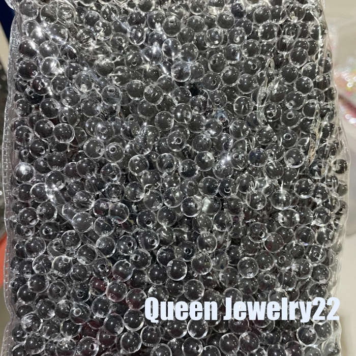 1pon mote manik bulat hitam 8mm 10mm 12mm cristal isi hitam bulat