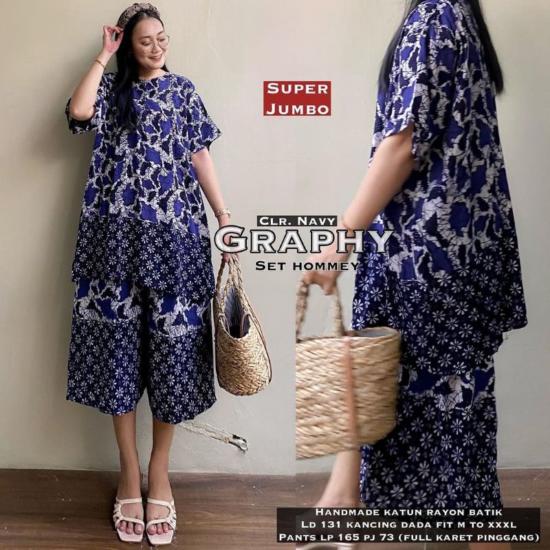One Set Homey Jumbo Baju Celana Pendek Kancing Busui Kekinian / Setelan Jumbo Kulot Pendek Rayon Hal