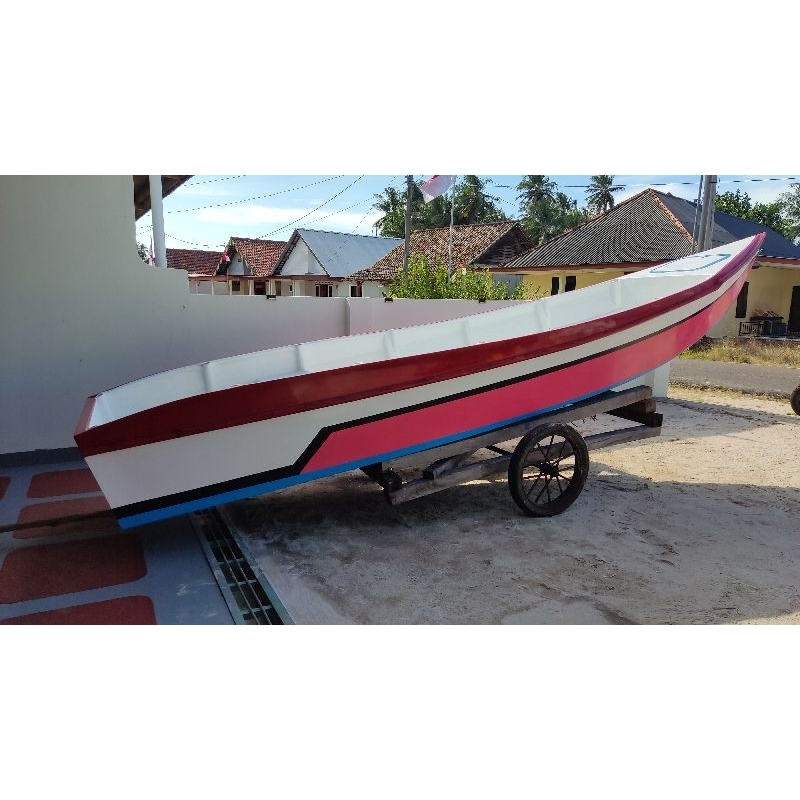 Kapal Perahu Full Fiber 5M x 1.35 + Extra Live Bak Ikan Aquarium Live bait Ikan Hidup Fishing Boat P