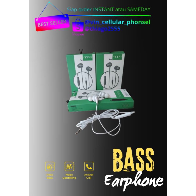 Stereo Headset Oppo A16 A17 A18 Henset Superbass Oppo A54 hedset henset hanset Earphone Superbass Pu