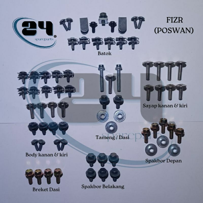 Baut/Baud full set body motor Yamaha FIZR (Poswan)