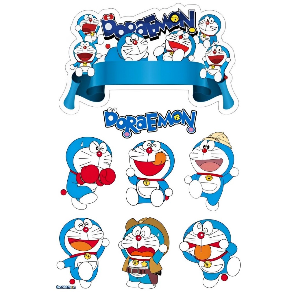 Topper DORAEMON / CUSTOM NAMA / Hiasan Kue Ulang Tahun